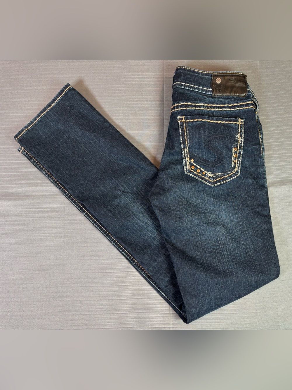 Silver Jeans Suki Mid Straight Jeans Women’s W27 L32 Dark Wash Stretch Denim